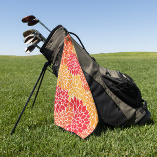 Dahlia Flowers, Pattern Of Flowers, Orange Dahlia Golf Towel