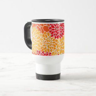 Dahlia Flowers, Pattern Of Flowers, Orange Dahlia Travel Mug