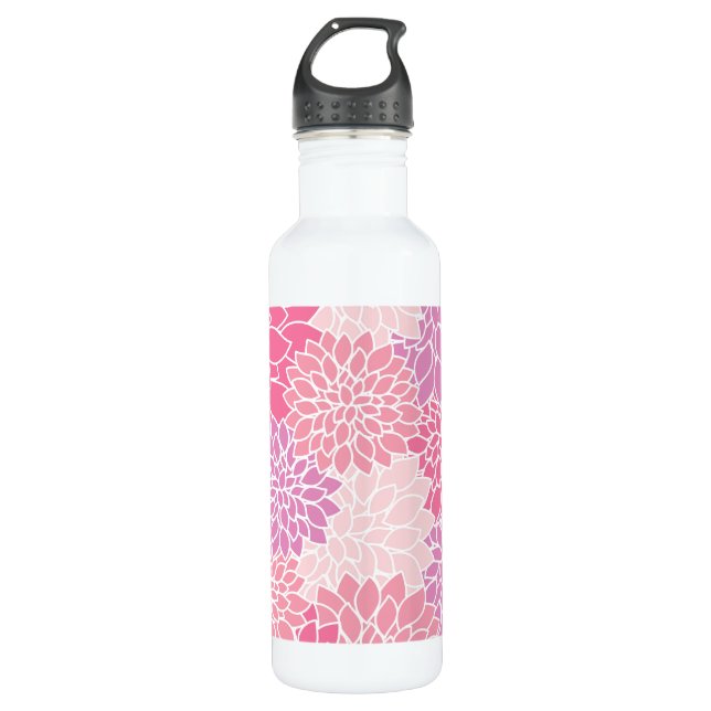 Dahlia Flowers, Pattern Of Flowers, Pink Dahlia 710 Ml Water Bottle (Front)