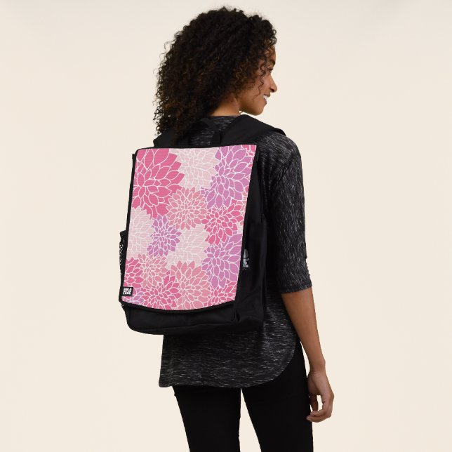 Dahlia Flowers, Pattern Of Flowers, Pink Dahlia Backpack (Worn)