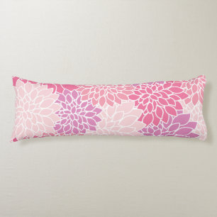 Dahlia Flowers, Pattern Of Flowers, Pink Dahlia Body Cushion