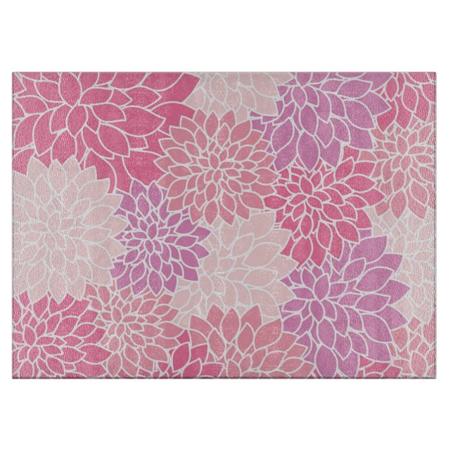 Dahlia Flowers, Pattern Of Flowers, Pink Dahlia Cutting Board (Front)