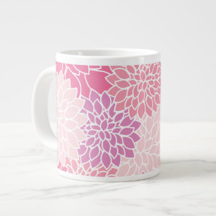 Dahlia Flowers, Pattern Of Flowers, Pink Dahlia Large Coffee Mug