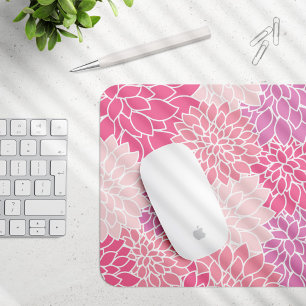 Dahlia Flowers, Pattern Of Flowers, Pink Dahlia Mouse Mat