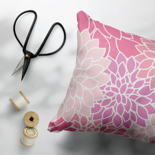 Dahlia Flowers, Pattern Of Flowers, Pink Dahlia Pillowcase