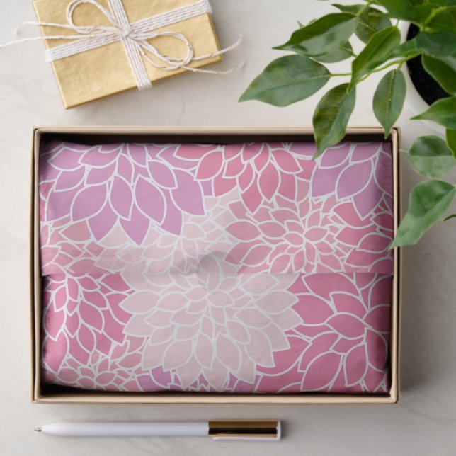 Dahlia Flowers, Pattern Of Flowers, Pink Dahlia Tissue Paper (Gift)