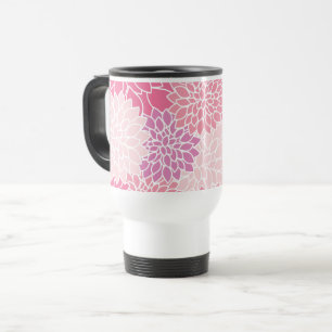 Dahlia Flowers, Pattern Of Flowers, Pink Dahlia Travel Mug