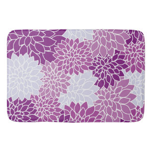 Dahlia Flowers, Pattern Of Flowers, Purple Dahlia Bath Mat