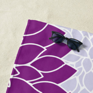 Dahlia Flowers, Pattern Of Flowers, Purple Dahlia Beach Towel