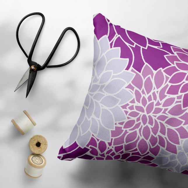Dahlia Flowers, Pattern Of Flowers, Purple Dahlia Decorative Cushion (Creator Uploaded)