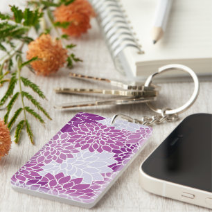 Dahlia Flowers, Pattern Of Flowers, Purple Dahlia Key Ring