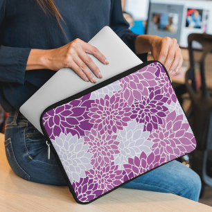 Dahlia Flowers, Pattern Of Flowers, Purple Dahlia Laptop Sleeve