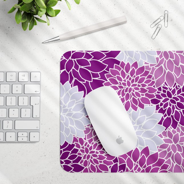 Dahlia Flowers, Pattern Of Flowers, Purple Dahlia Mouse Mat (Creator Uploaded)