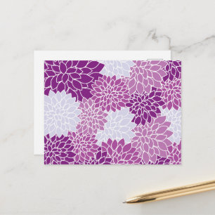 Dahlia Flowers, Pattern Of Flowers, Purple Dahlia Postcard