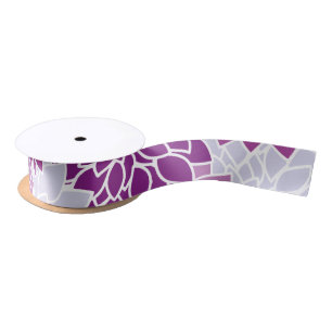Dahlia Flowers, Pattern Of Flowers, Purple Dahlia Satin Ribbon