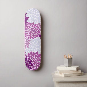 Dahlia Flowers, Pattern Of Flowers, Purple Dahlia Skateboard