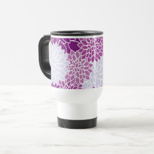 Dahlia Flowers, Pattern Of Flowers, Purple Dahlia Travel Mug