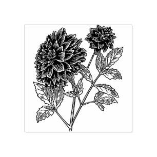 Dahlia flowers  Rubber stamp