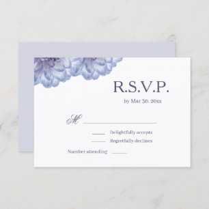 Dahlia Flowers White Lilac Elegant Wedding RSVP Invitation