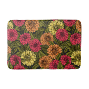 Dahlia garden bath mat