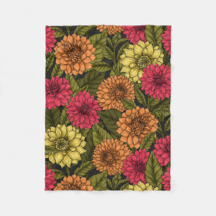 Dahlia garden fleece blanket