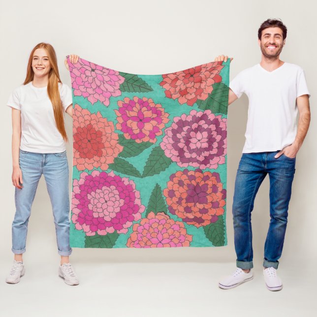 Dahlia Garden  Fleece Blanket (In Situ)