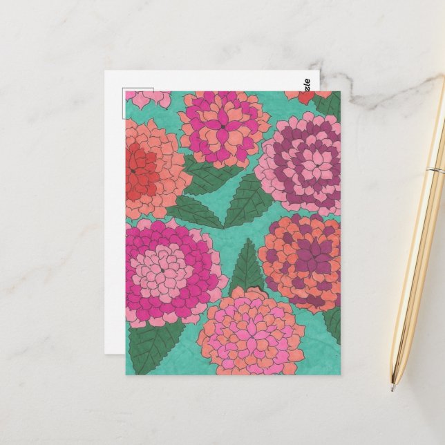 Dahlia Garden Postcard (Front/Back In Situ)