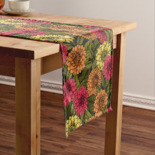 Dahlia garden short table runner