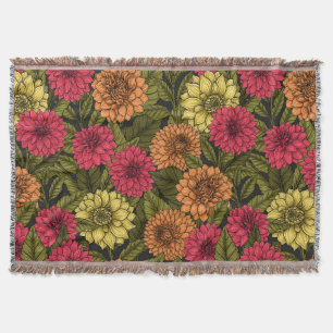 Dahlia garden throw blanket