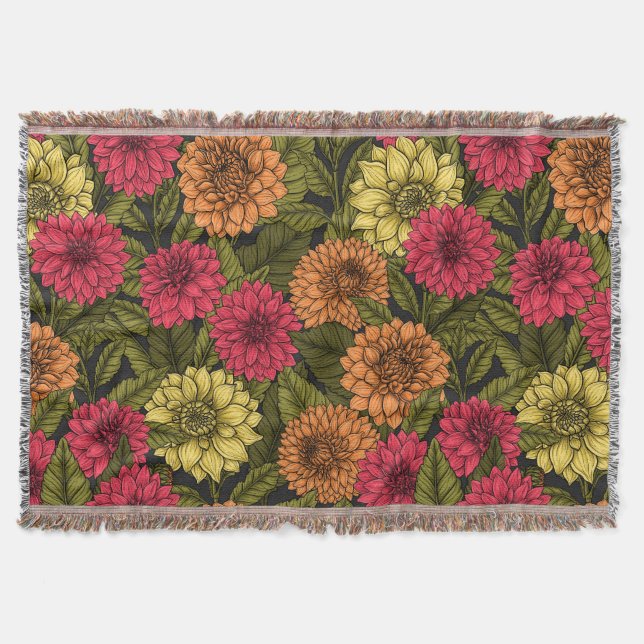 Dahlia garden throw blanket (Front)