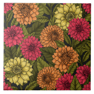 Dahlia garden tile
