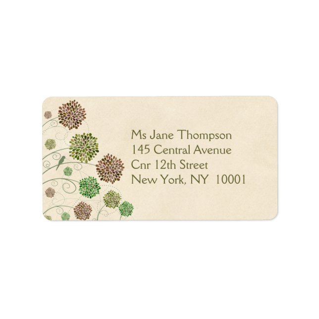 Dahlia Garden Wedding Address Name Labels (Front)
