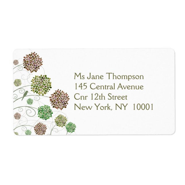 Dahlia Garden Wedding Address Name Labels (Front)