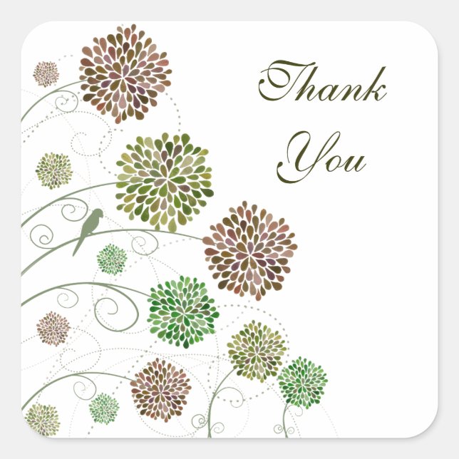 Dahlia Garden Wedding Thank You Square Sticker (Front)