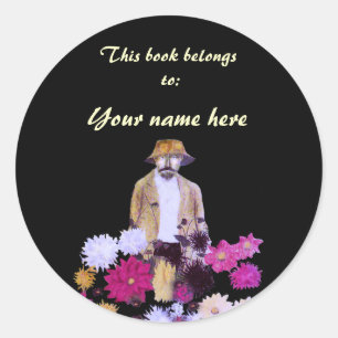 Dahlia Gardener Bookplate Sticker