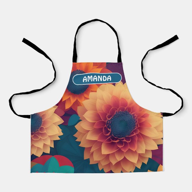 Dahlia Geometric Colourful Personalised Pattern Apron (Front)