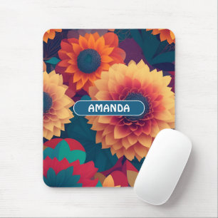 Dahlia Geometric Colourful Personalised Pattern Mouse Mat
