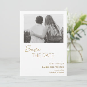 Dahlia Gold Contemporary Modern Wedding Save The Date