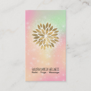 *~* Dahlia Gold Pastel Peach Green Yellow AP2 Business Card