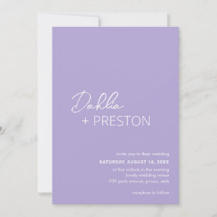 Dahlia Lavender Contemporary Modern Wedding Invitation