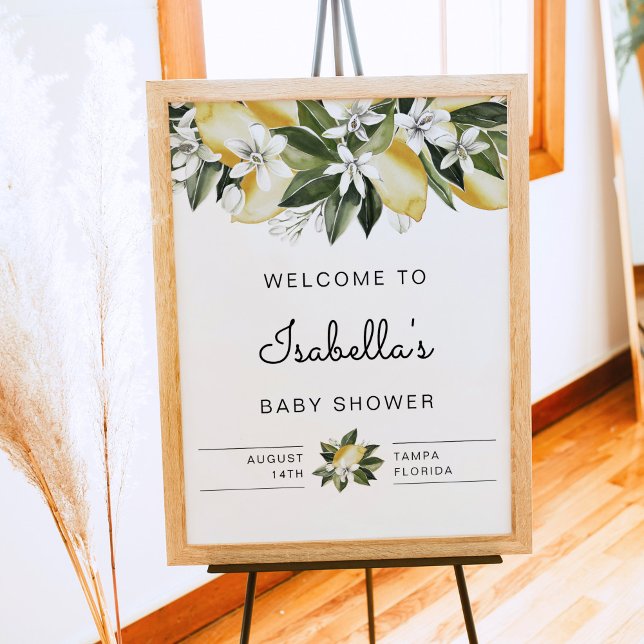 Dahlia - Lemon Citrus Floral Baby Shower Welcome Poster (Creator Uploaded)