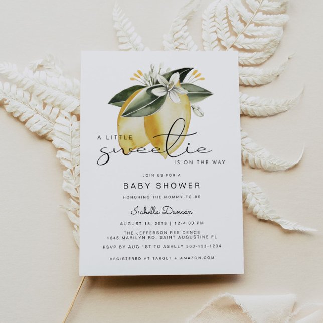 DAHLIA Lemon Citrus Fruit Summer Baby Shower Invitation (Creator Uploaded)