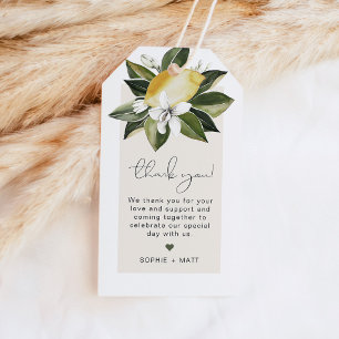 DAHLIA Lemon Citrus Fruit Summer White Floral Gift Tags