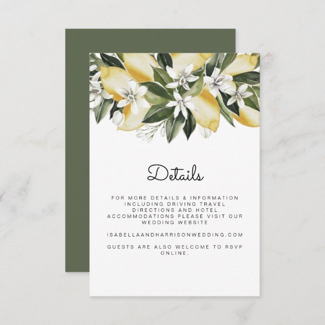 Dahlia - Lemon Citrus Garden Fruit Details Card (Front/Back)