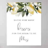 DAHLIA Lemon Guess How Many Kisses Bridal Shower