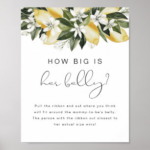 DAHLIA Lemon How Big Her Belly Baby Shower Poster