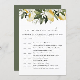 DAHLIA Lemon Over Under Baby Shower Game  Invitation