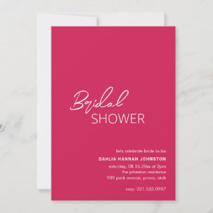 Dahlia Magenta Contemporary Modern Bridal Shower Invitation
