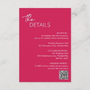 Dahlia Magenta Contemporary Modern Wedding Enclosure Card
