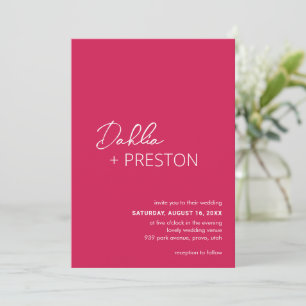 Dahlia Magenta Contemporary Modern Wedding Invitation